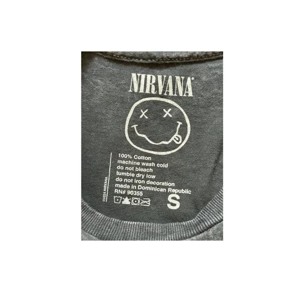 Nirvana Smiley Mineral Wash Grunge Band Tee - Picture 2 of 3